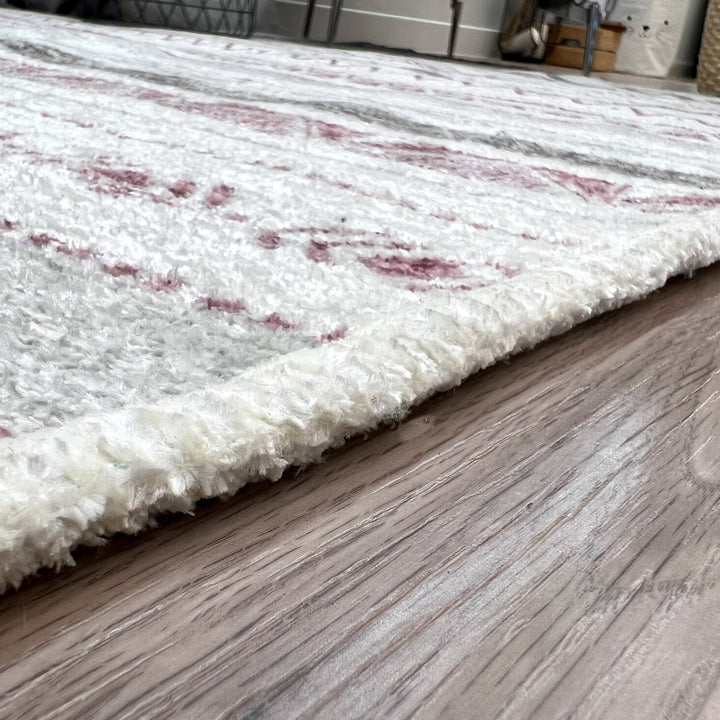 Tapis lavables géométriques mauves et blanc cassé