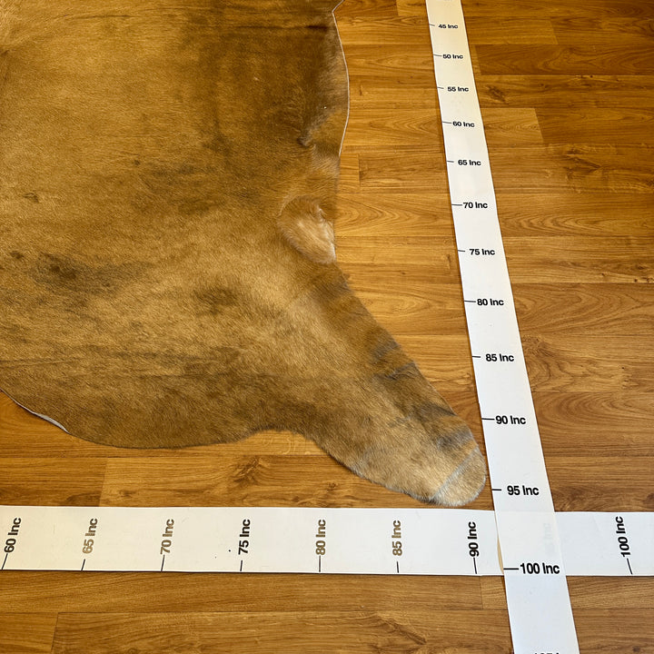 Tapis en cuir de vache véritable beige, marron et crème, 91 x 96