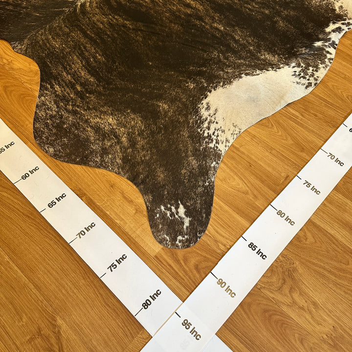 Tapis en cuir de vache véritable noir, gris et blanc 78 x 91