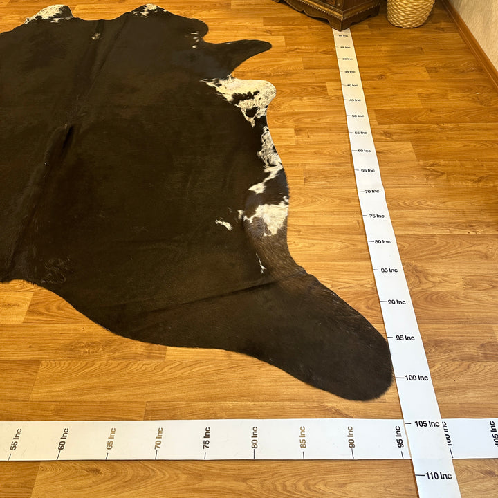 Tapis en cuir de vache véritable noir et blanc 95 x 102