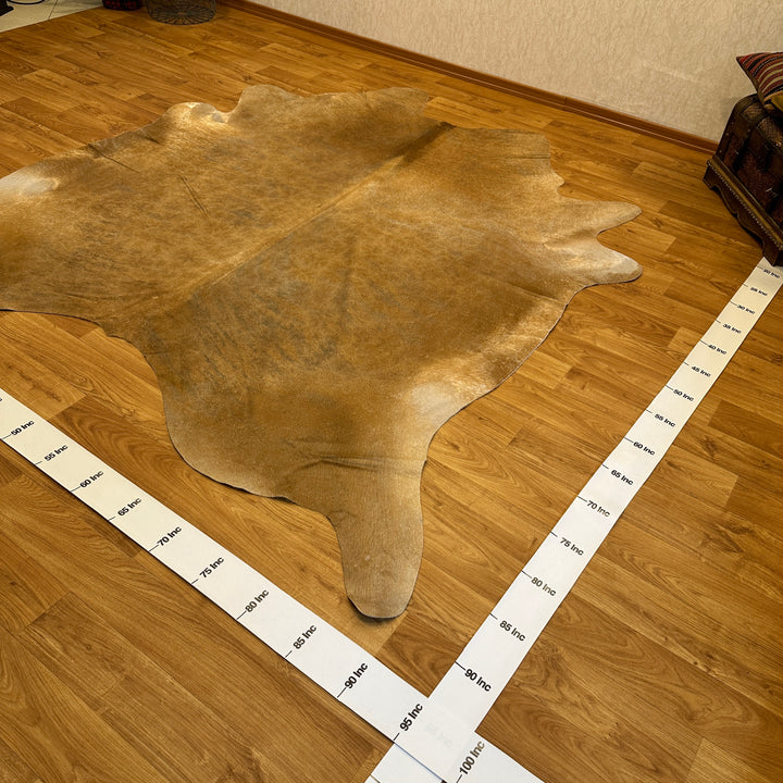 Tapis en cuir de vache véritable beige, marron et crème 90 x 92