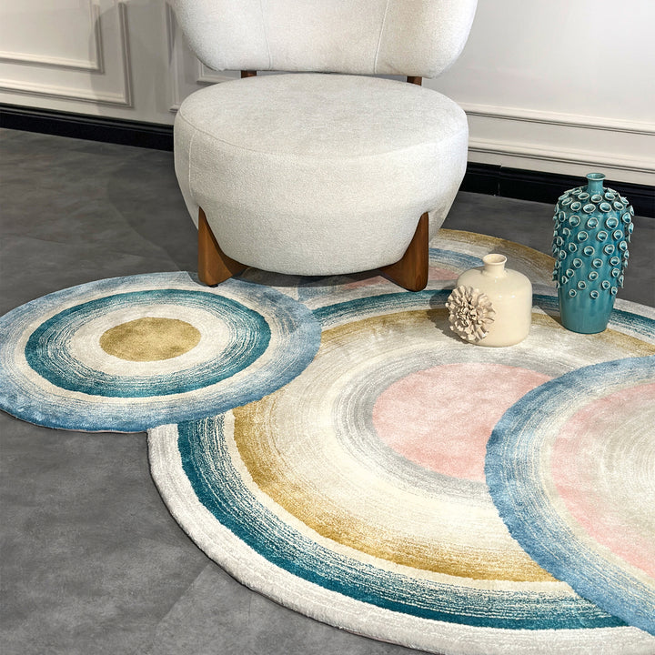 Tapis tufté sur mesure en forme de cercle fait à la main