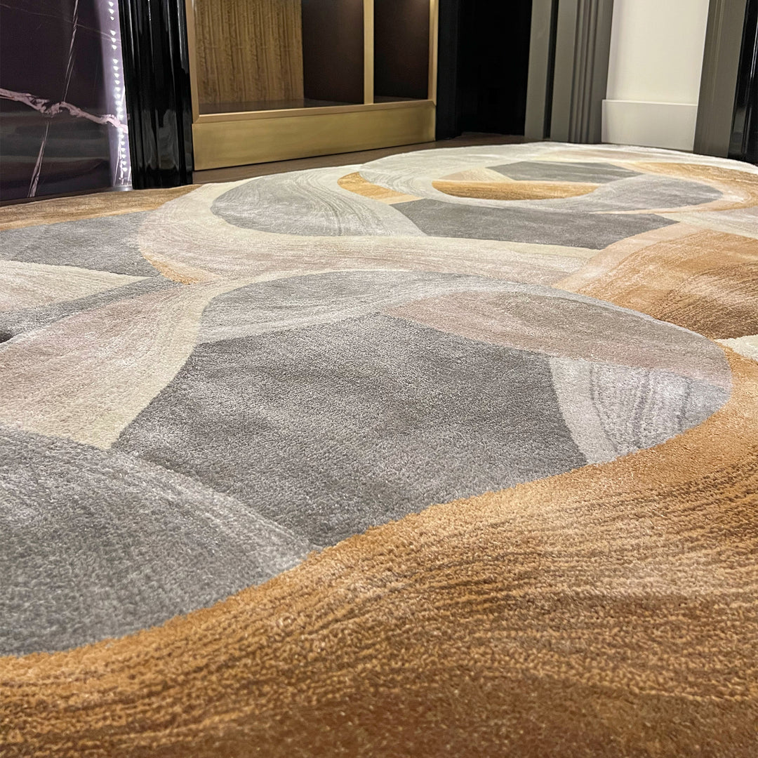 Tapis tufté sur mesure en forme de cercle fait à la main