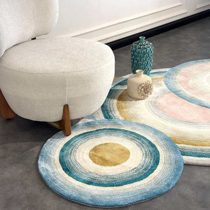 Tapis tufté sur mesure en forme de cercle fait à la main