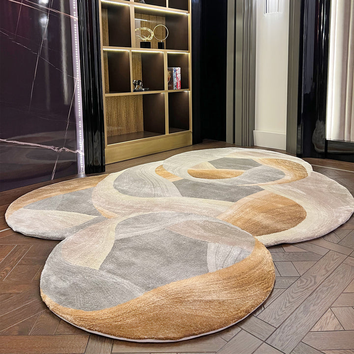 Tapis tufté sur mesure en forme de cercle fait à la main