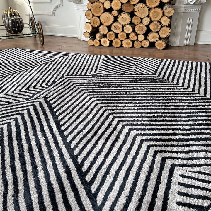 Tapis touffetés géométriques faits à la main sur mesure