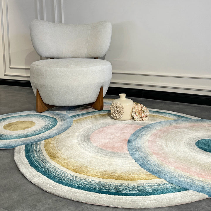 Tapis tufté sur mesure en forme de cercle fait à la main