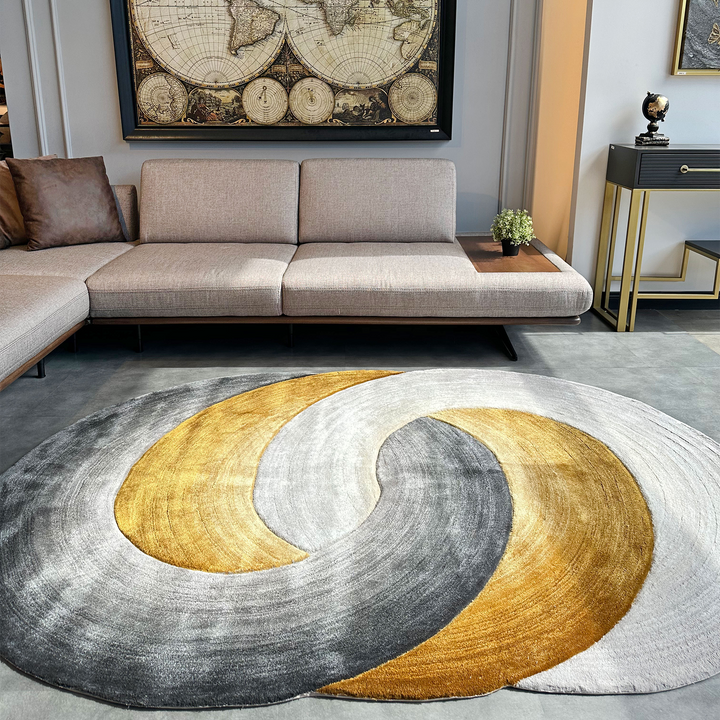Tapis tufté sur mesure en forme de cercle fait à la main
