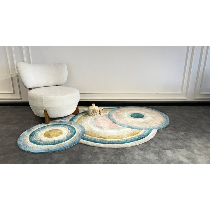Tapis tufté sur mesure en forme de cercle fait à la main