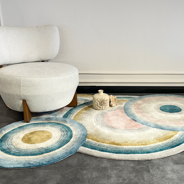 Tapis tufté sur mesure en forme de cercle fait à la main