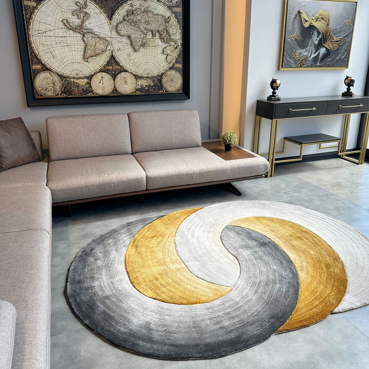 Tapis tufté sur mesure en forme de cercle fait à la main