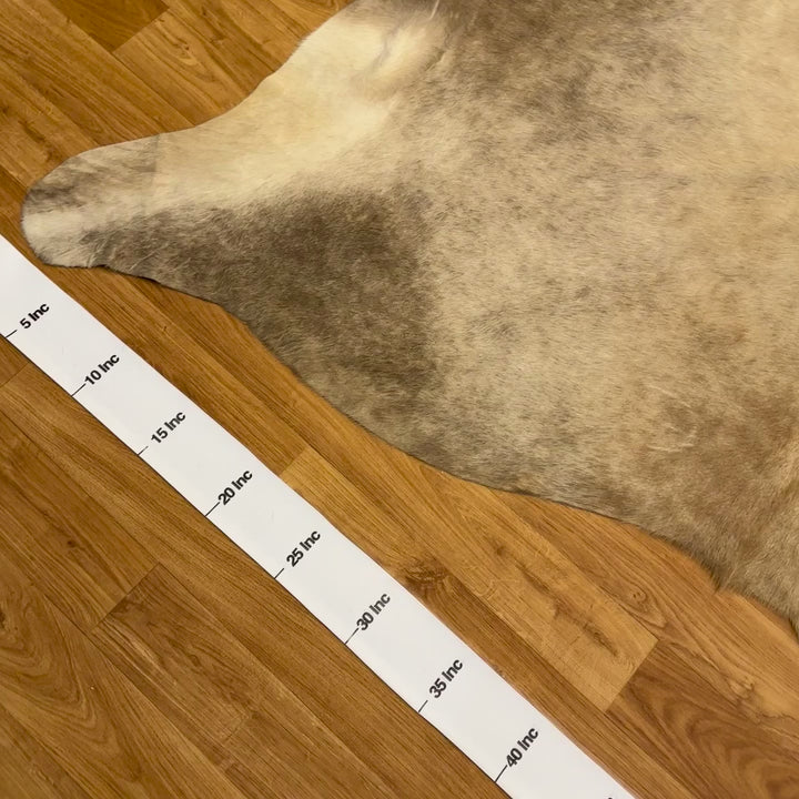 Tapis en cuir de vache véritable beige gris crème 85x92