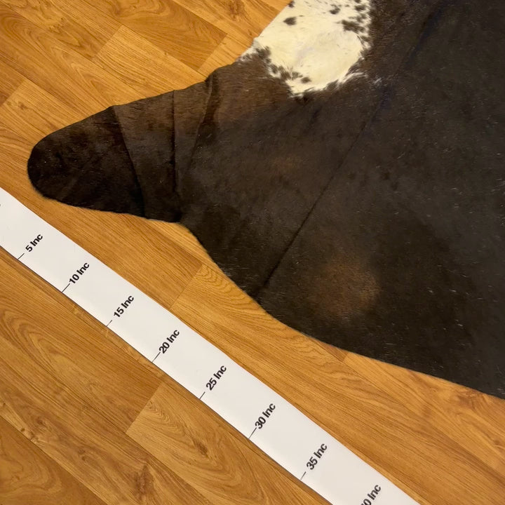 Tapis en cuir de vache véritable noir et blanc 97 x 102