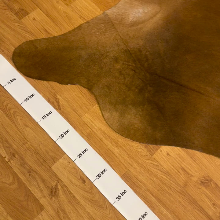 Tapis en cuir de vache véritable marron crème 97 x 103