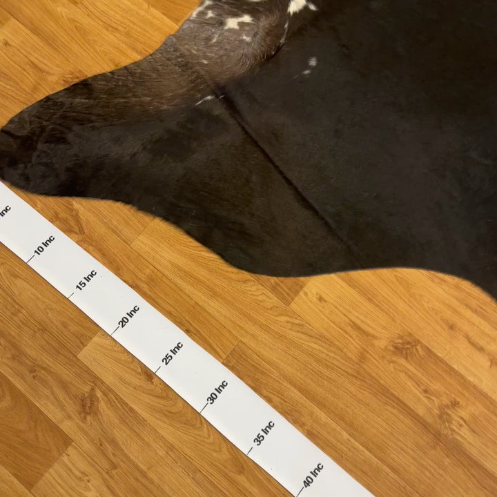 Tapis en cuir de vache véritable noir et blanc 95 x 102