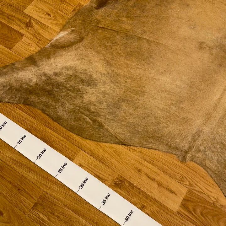 Tapis en cuir de vache véritable beige, marron et crème, 91 x 96