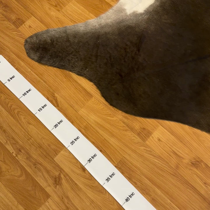 Tapis en cuir de vache véritable noir, gris et blanc 99 x 105