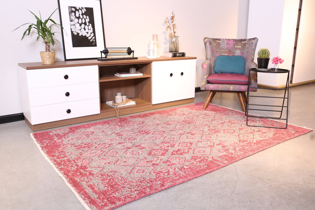 Tapis rose gris, réversible, lavable, en coton, 8 x 10, pour salon, chambre à coucher, cuisine, chambre d'enfant, salle à manger, décoration bohème, rose gris, 8 x 10