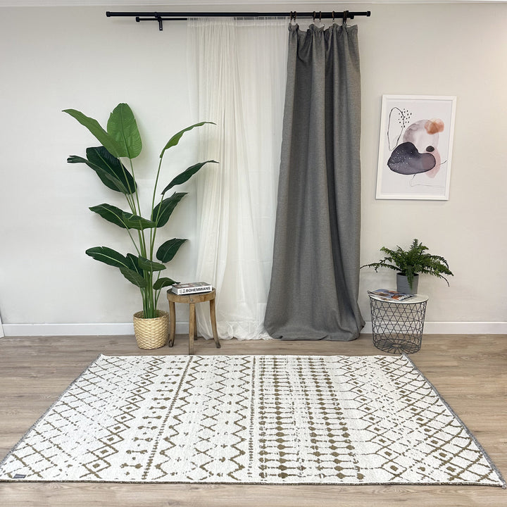 Tapis marron, blanc et crème, lavable et réversible en coton, grand format pour salon, chambre à coucher, cuisine, décoration bohème esthétique, style aztèque et maya