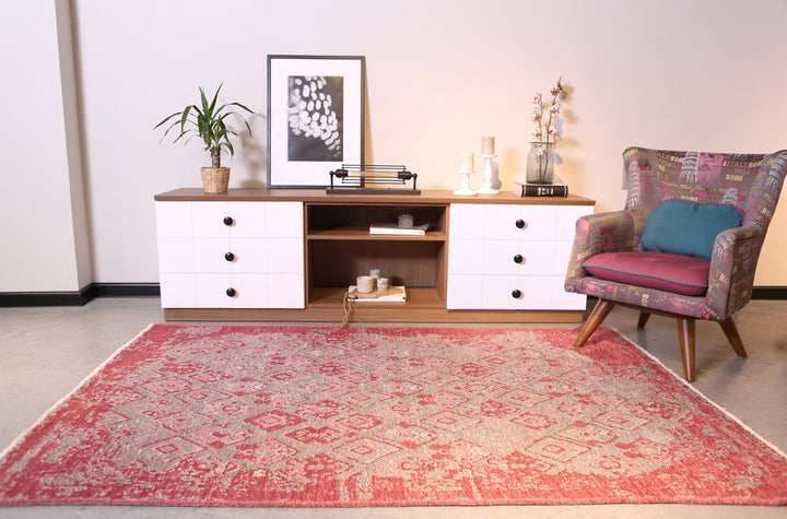 Tapis rose gris, réversible, lavable, en coton, 8 x 10, pour salon, chambre à coucher, cuisine, chambre d'enfant, salle à manger, décoration bohème, rose gris, 8 x 10