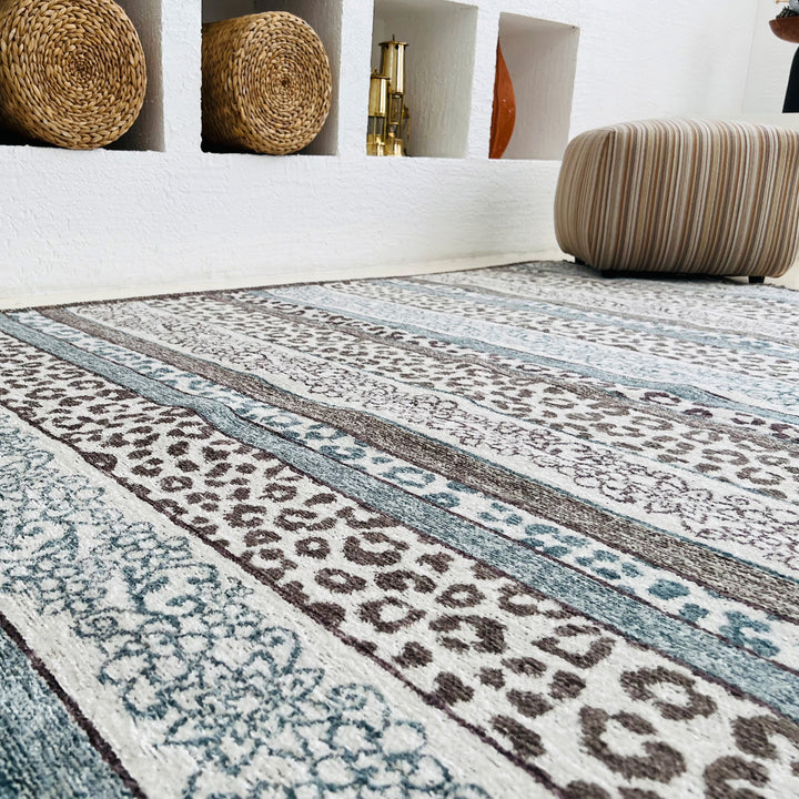 Eclectic Blue Gray Washable Area Rugs