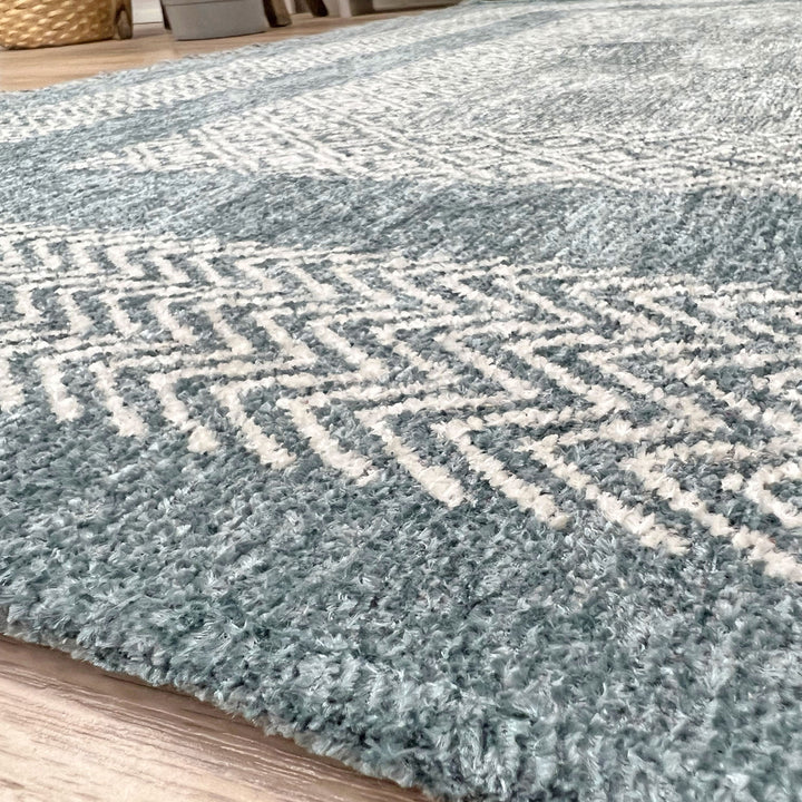 Scandinavian Blue Washable Area Rugs