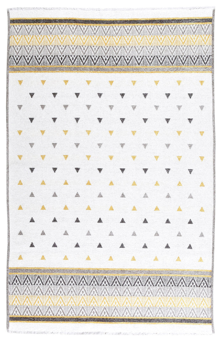 Triangle Gold Gray Off White Area Rugs