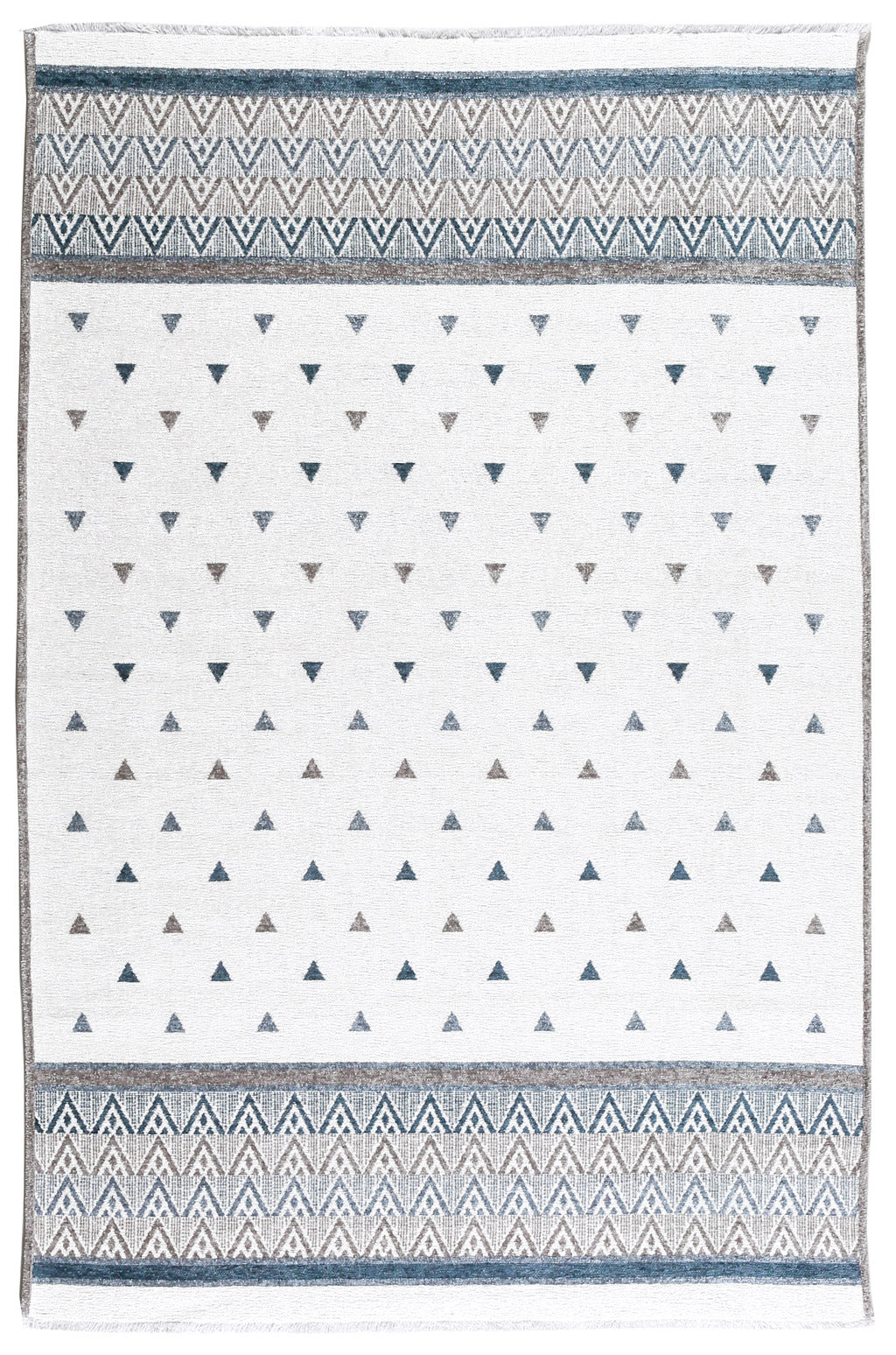 Triangle Blue Gray Off White Area Rugs