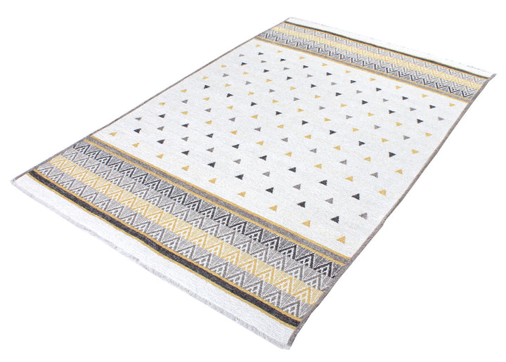 Triangle Gold Gray Off White Area Rugs