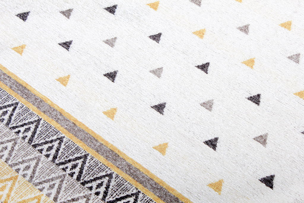 Triangle Gold Gray Off White Area Rugs