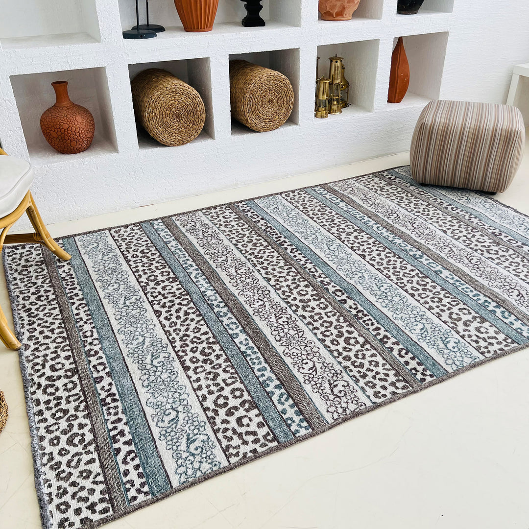 Eclectic Amber Gold Gray Washable Area Rugs