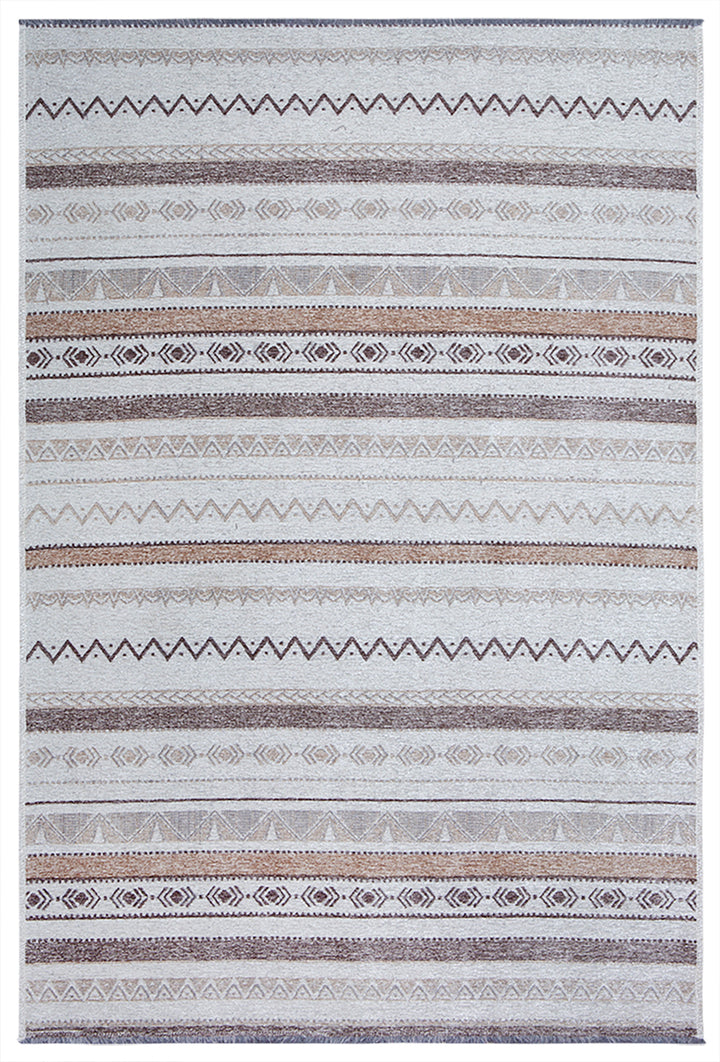 Eclectic Gray Beige Washable Area Rugs