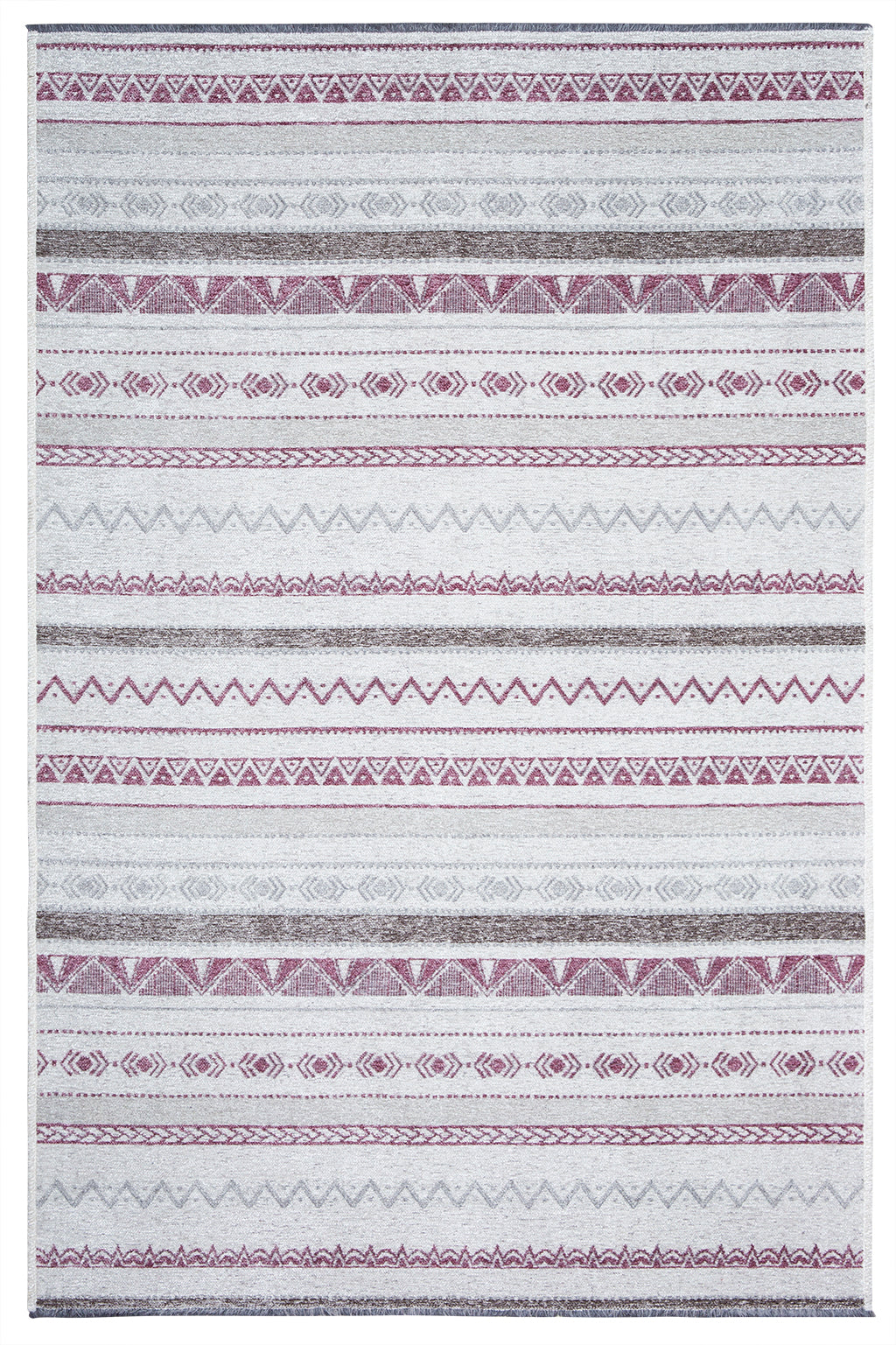 Eclectic Mauve Off White Washable Area Rugs