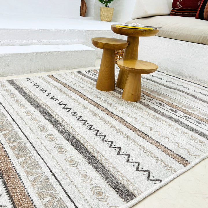 Eclectic Gray Beige Washable Area Rugs