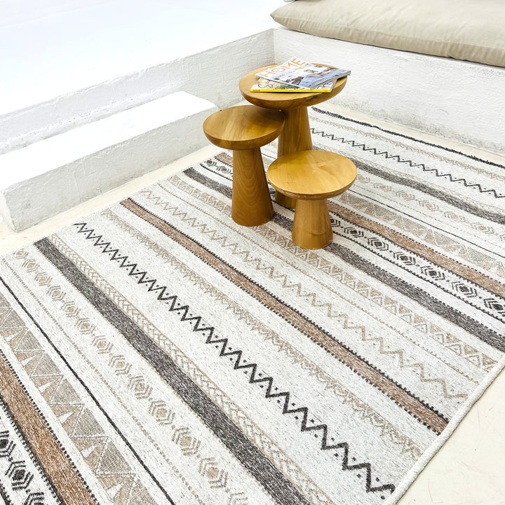 Eclectic Gray Beige Washable Area Rugs