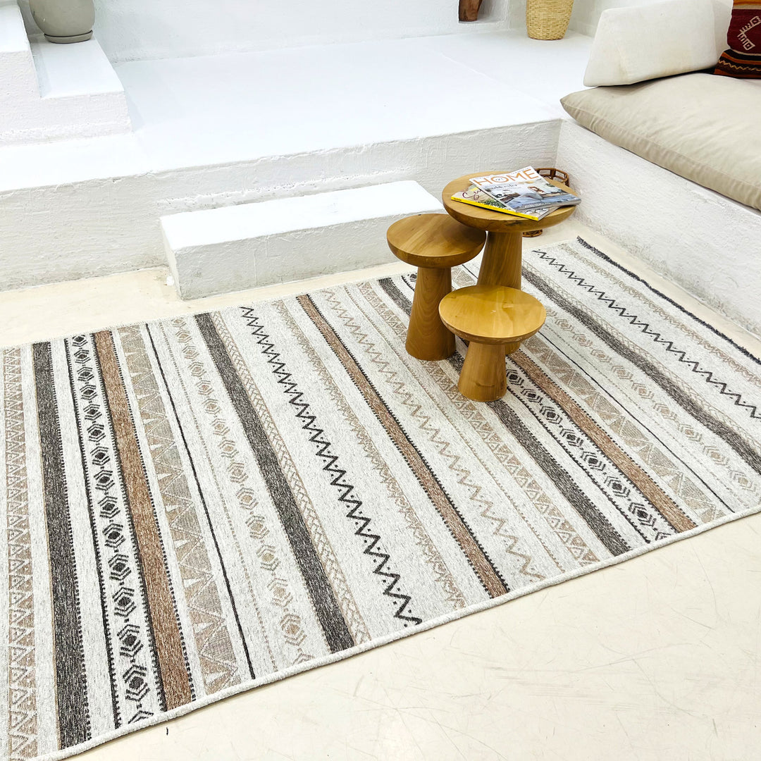 Eclectic Beige Terracotta Washable Area Rugs