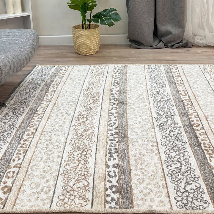 Eclectic Beige Gray Washable Area Rugs