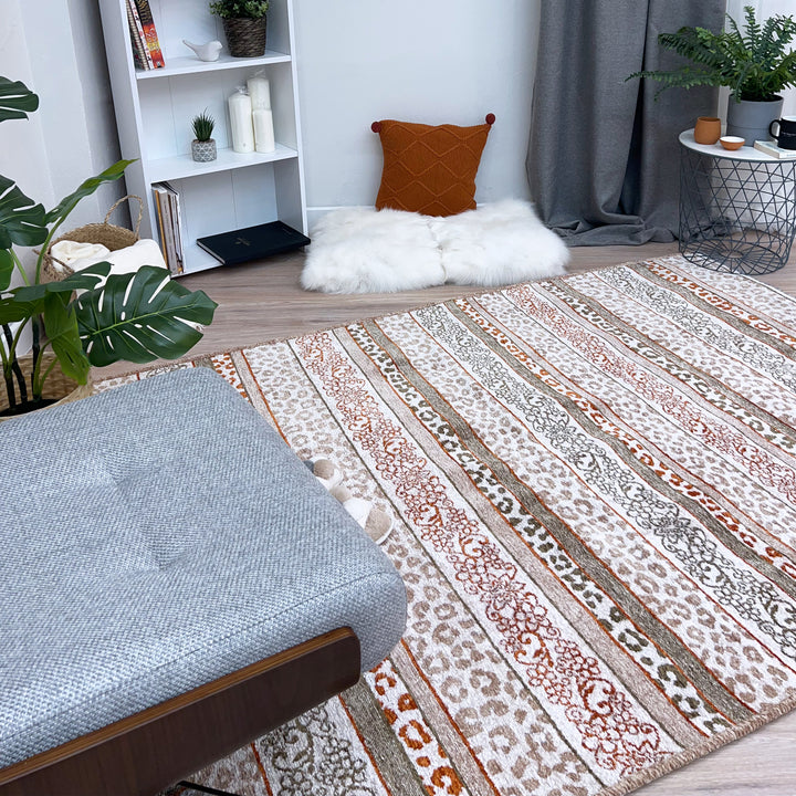 Eclectic Beige Terracotta Washable Area Rugs