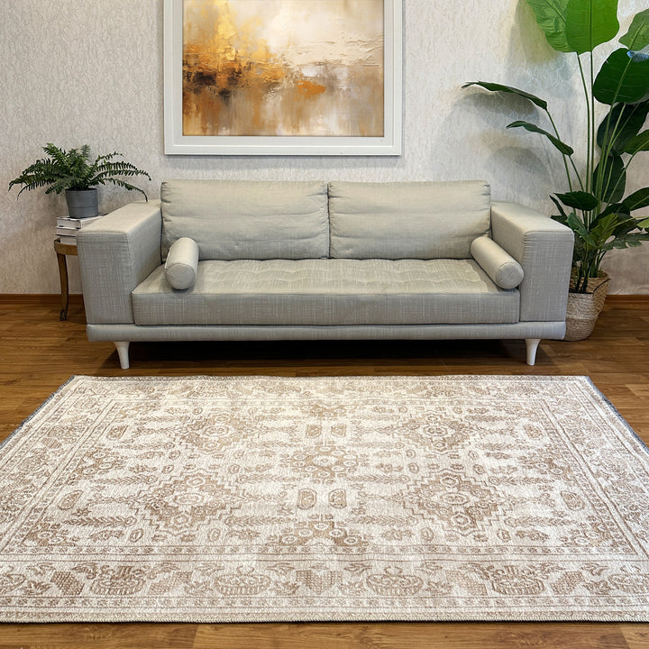 Vintage Beige Cream Washable Area Rugs