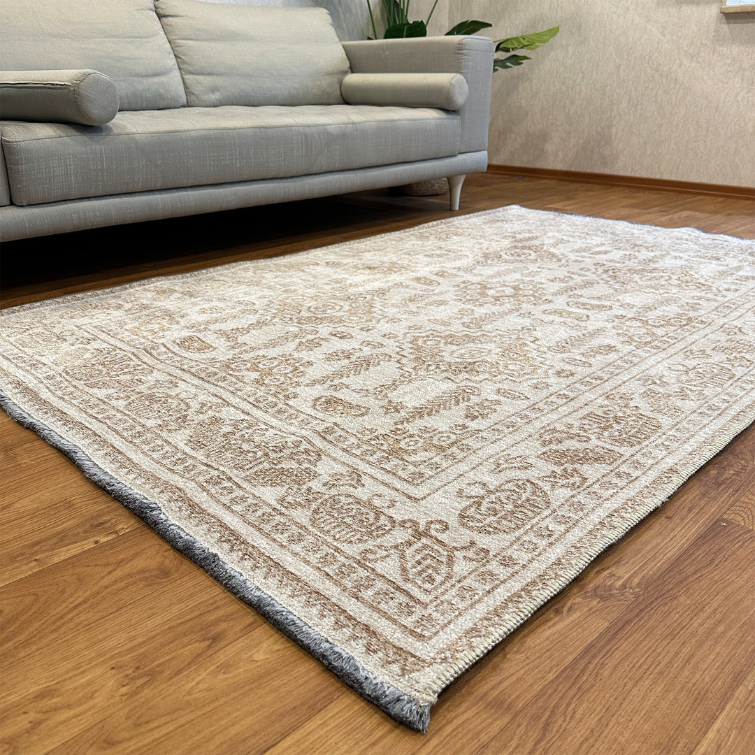 Vintage Beige Cream Washable Area Rugs