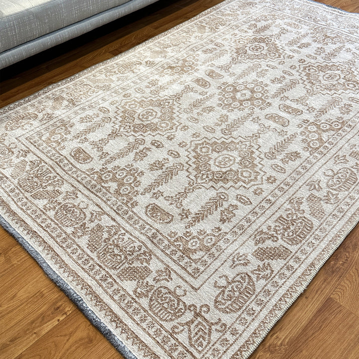 Vintage Beige Cream Washable Area Rugs