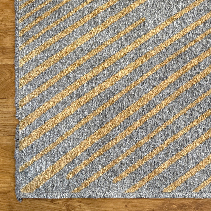 Geometric Gold & Gray Woven Washable Area Rugs