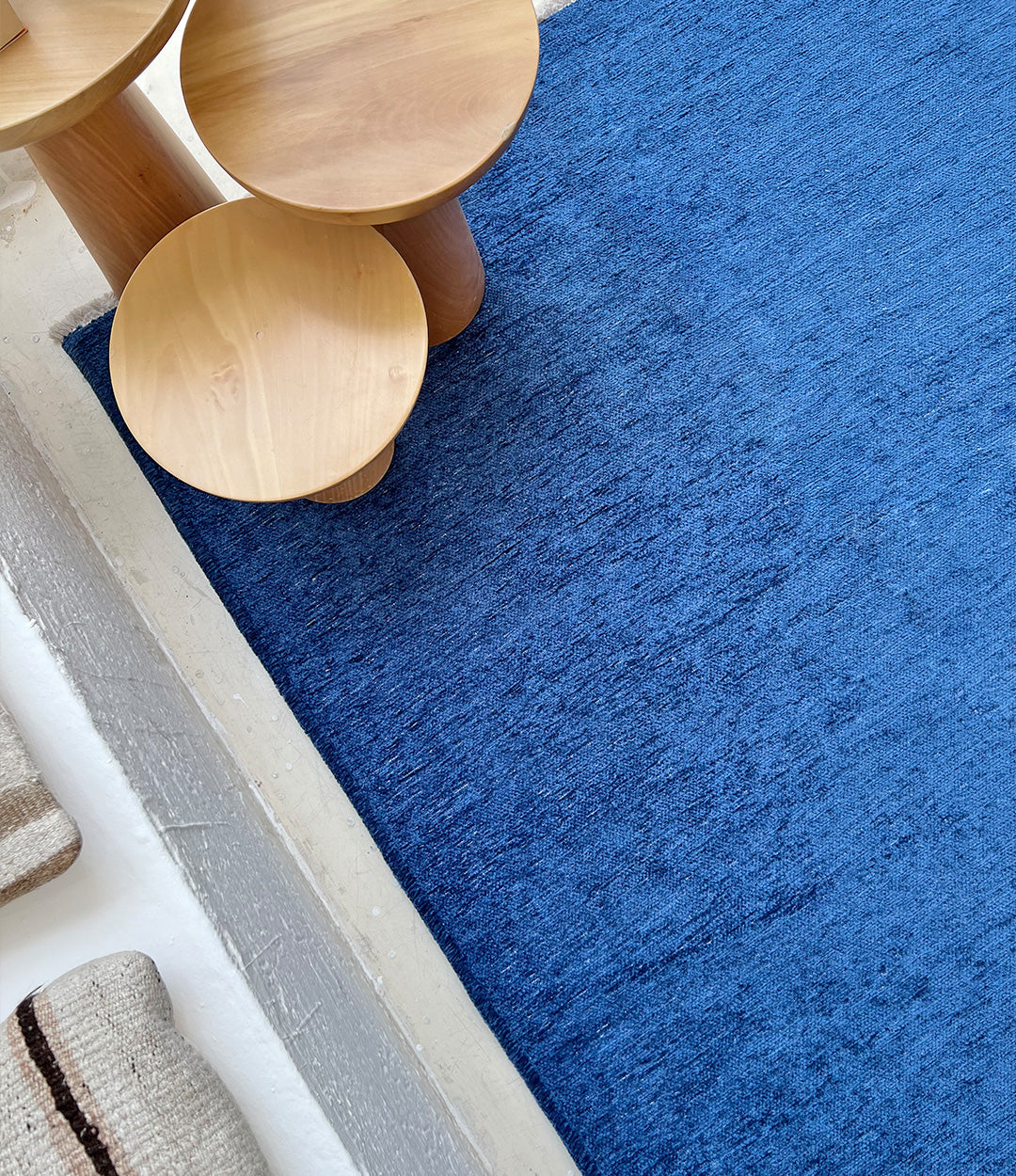 Solid Dark Blue Washable Area Rugs