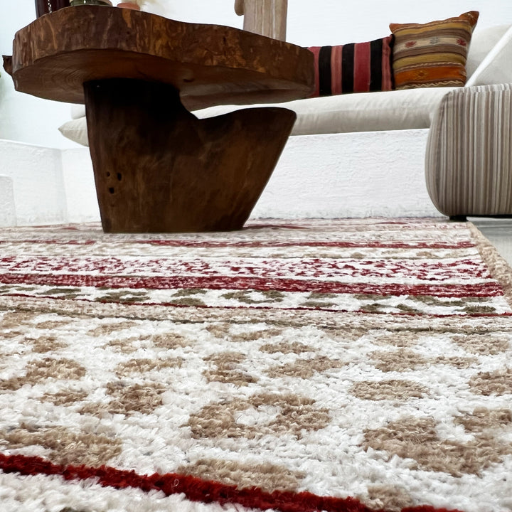 Eclectic Beige Burgundy Washable Area Rugs