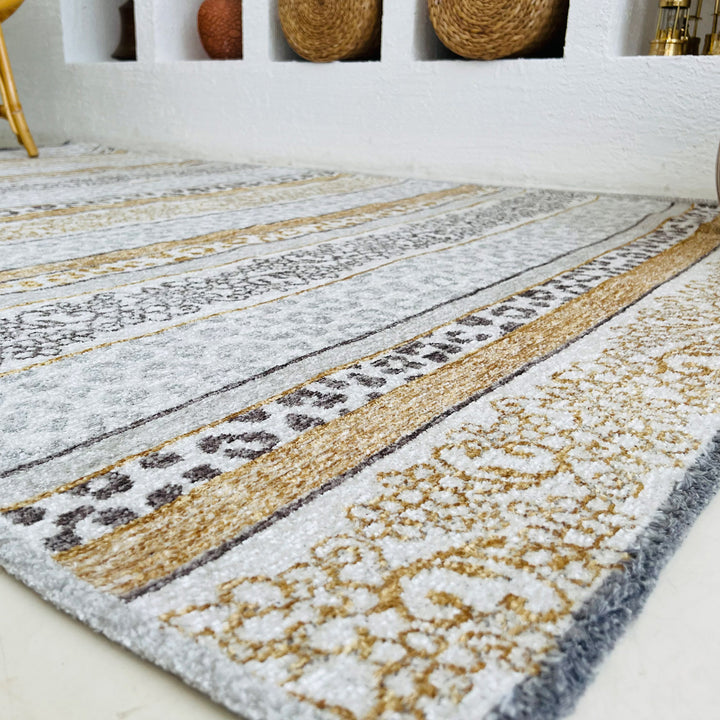 Eclectic Amber Gold Gray Washable Area Rugs