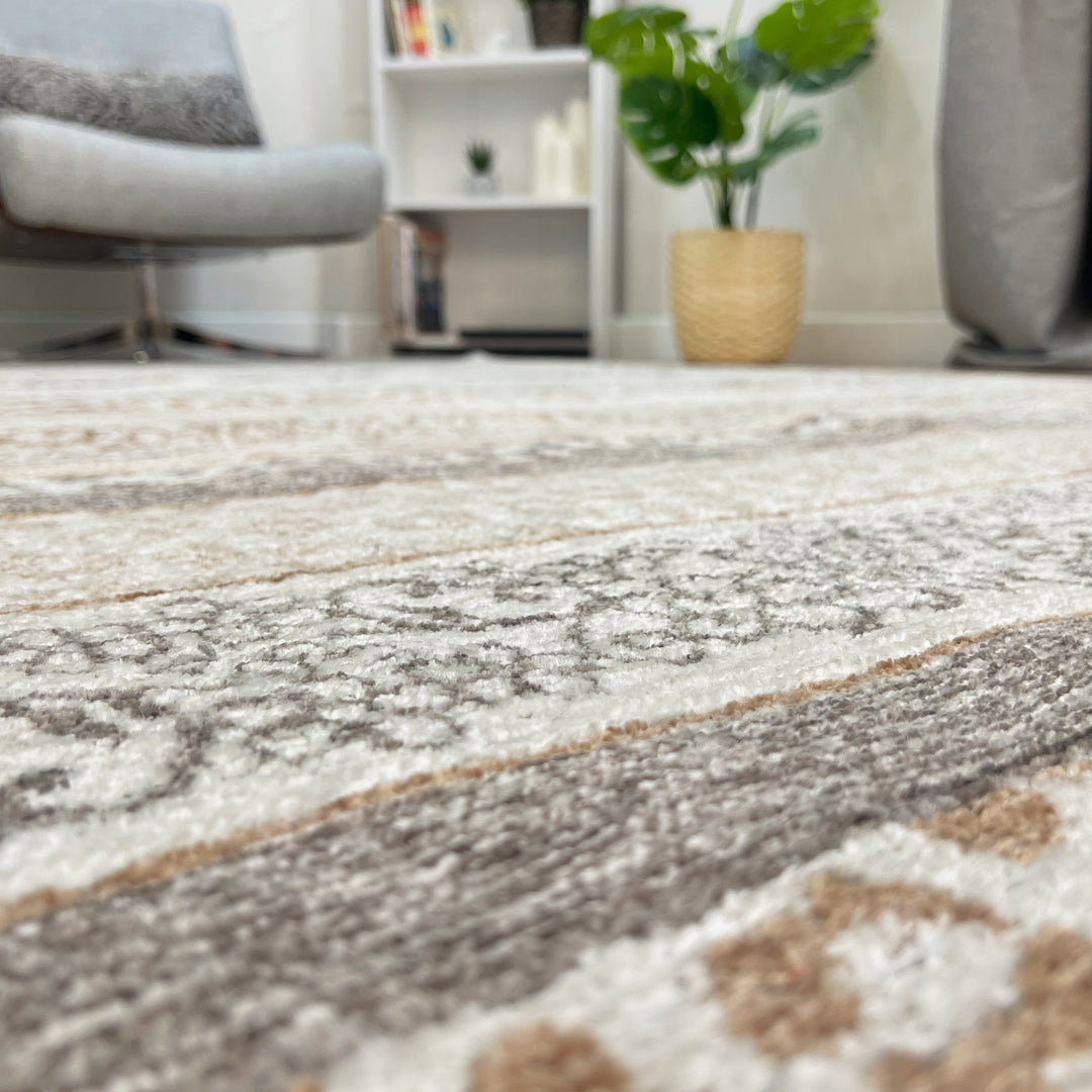 Eclectic Beige Gray Washable Area Rugs