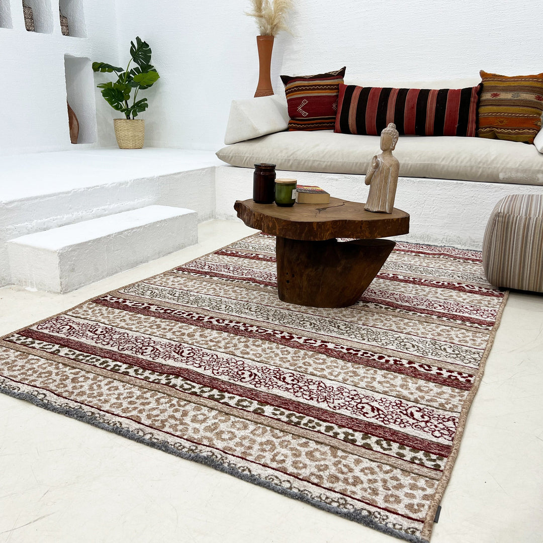 Eclectic Beige Gray Washable Area Rugs