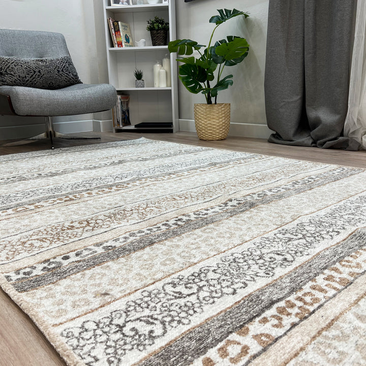 Eclectic Beige Gray Washable Area Rugs