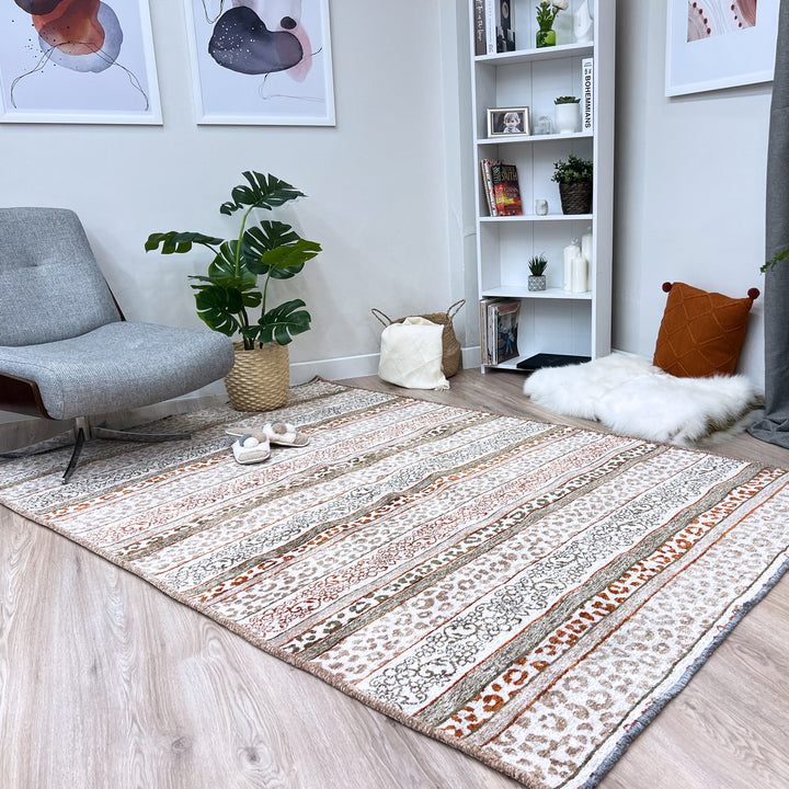 Eclectic Beige Terracotta Washable Area Rugs