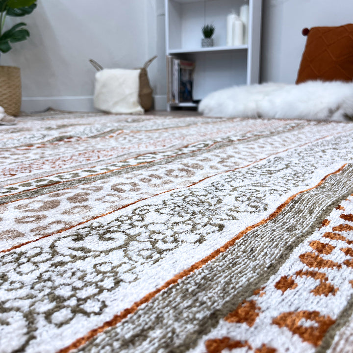 Eclectic Beige Terracotta Washable Area Rugs